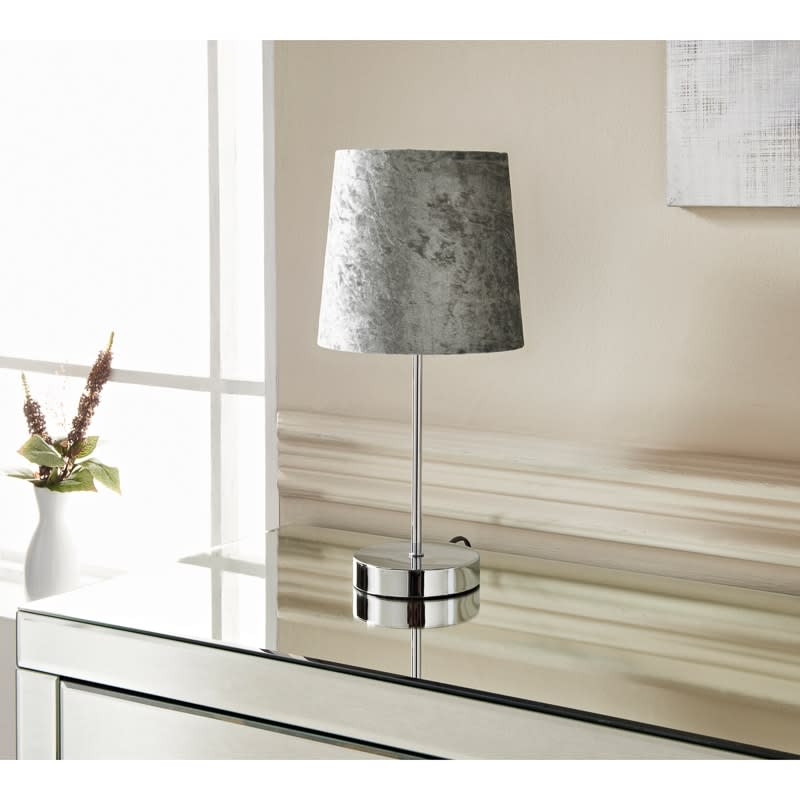 B&M Luxe Velvet Table Lamp - Silver