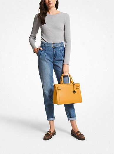 Rayne medium saffiano leather satchel marigold Clearance