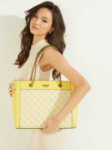 GUESS Always Peony Logo Tote - Yellow