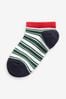 NEXT Blue/Green/ Red Stripes 7 Pack Cotton Rich Trainer Socks