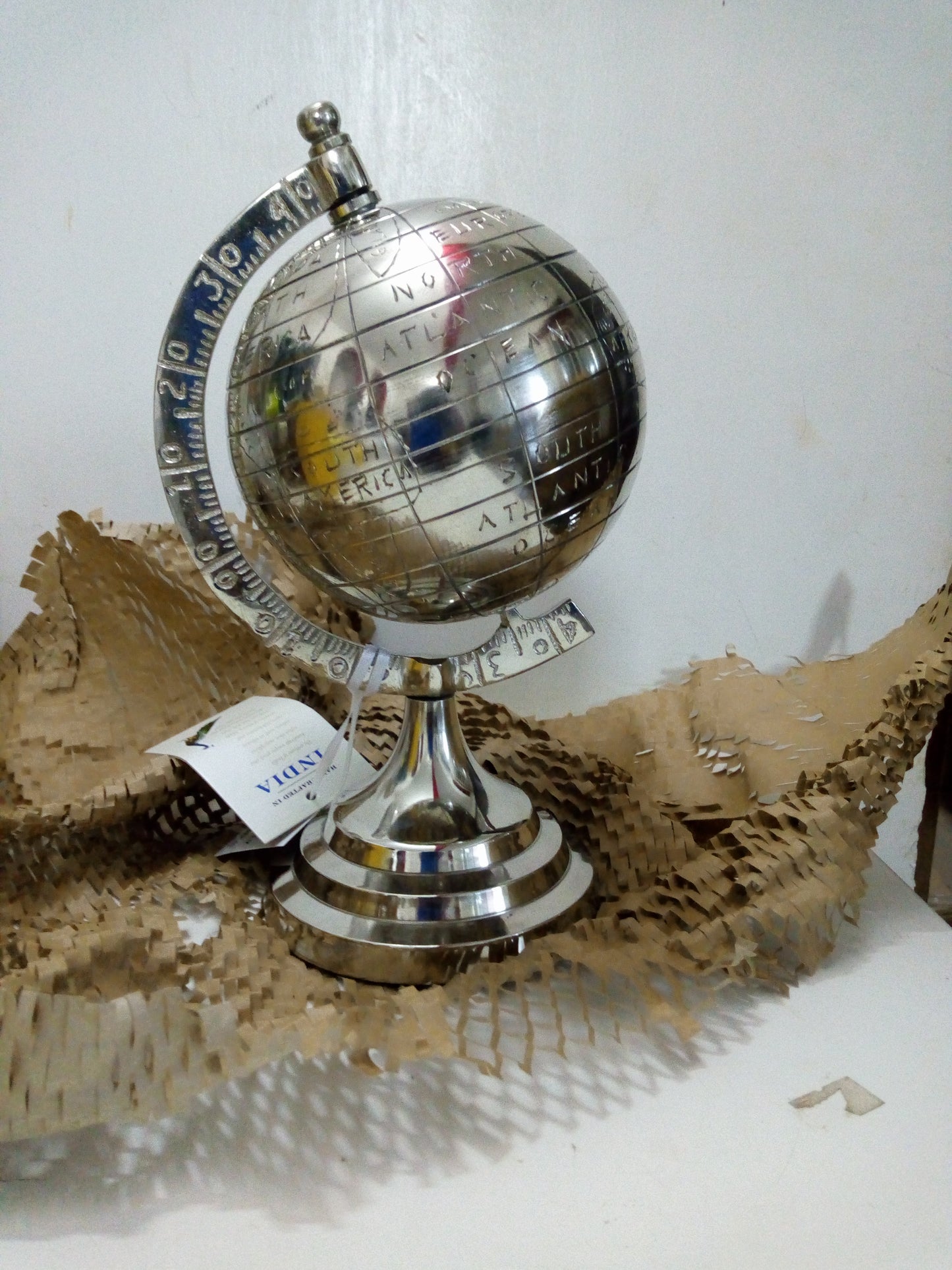Silver Tone Globe Ornament