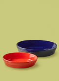 Ceramic Baking Dish Oval - 2 Piece Set - Dark Blue/Red Oval