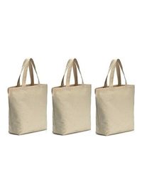 Eco-neutral 3-Piece Reusable Canvas Grocery Bag Beige 42x38cm
