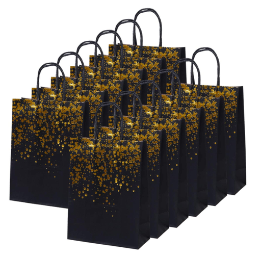 Tupa Paper Party Bags Bronzing Gift Kraft Bag  for Birthday Wedding black gold