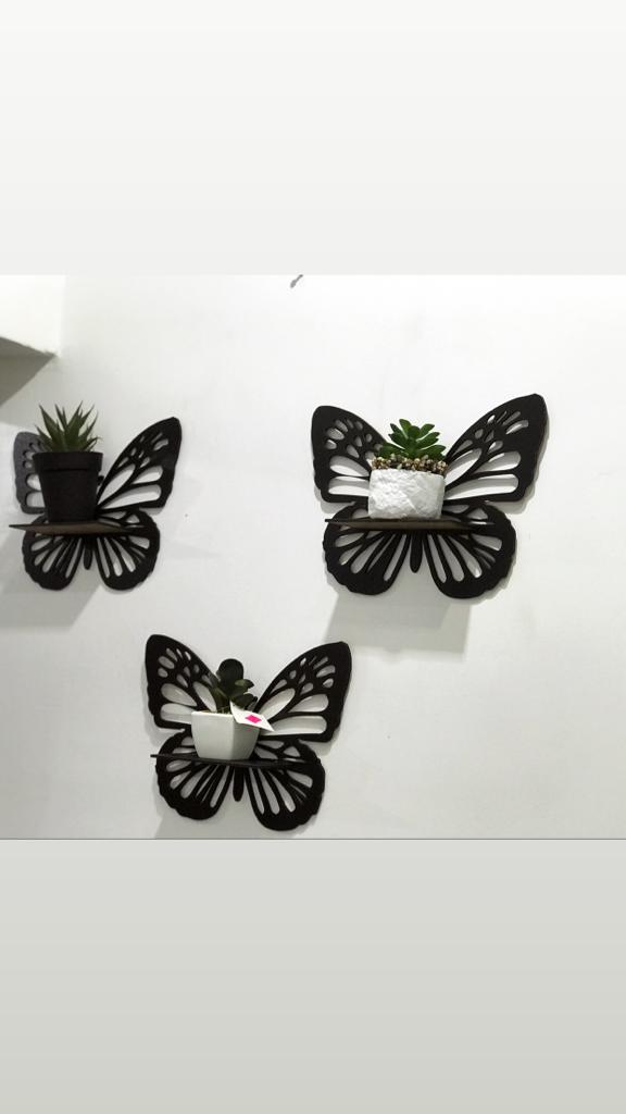 MONALICA Butterfly Wall Shelf 3  Size: black