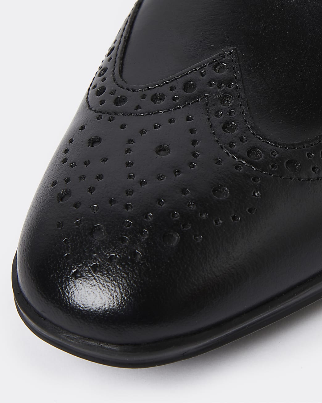 RIVER ISLAND BLACK LEATHER LACE UP BROGUE DERBY SHOES
