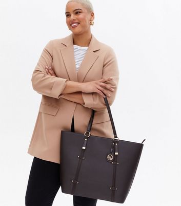 New Look Dark Brown Leather-Look Tote Bag