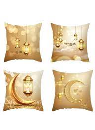 Arabest 4-Piece Ramadan Kareem Pillow Cushion Cover Sofa Bed Decoration