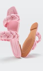 STRADIVARIUS  Flat braided sandals - PINK