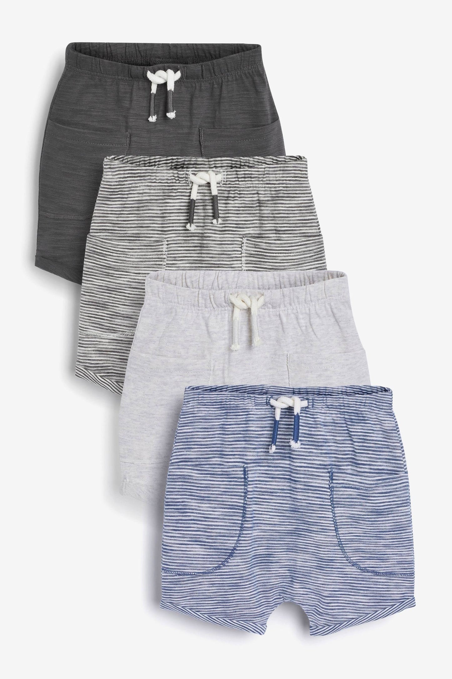 NEXT Grey and Navy Blue Baby 4 Pack Shorts