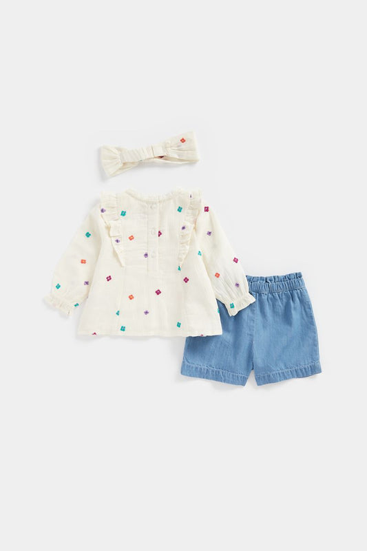 Mothercare Blouse, Shorts, Tights and Headband Set