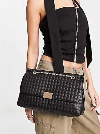 Dune quilted PU chain strap cross body bag in Black